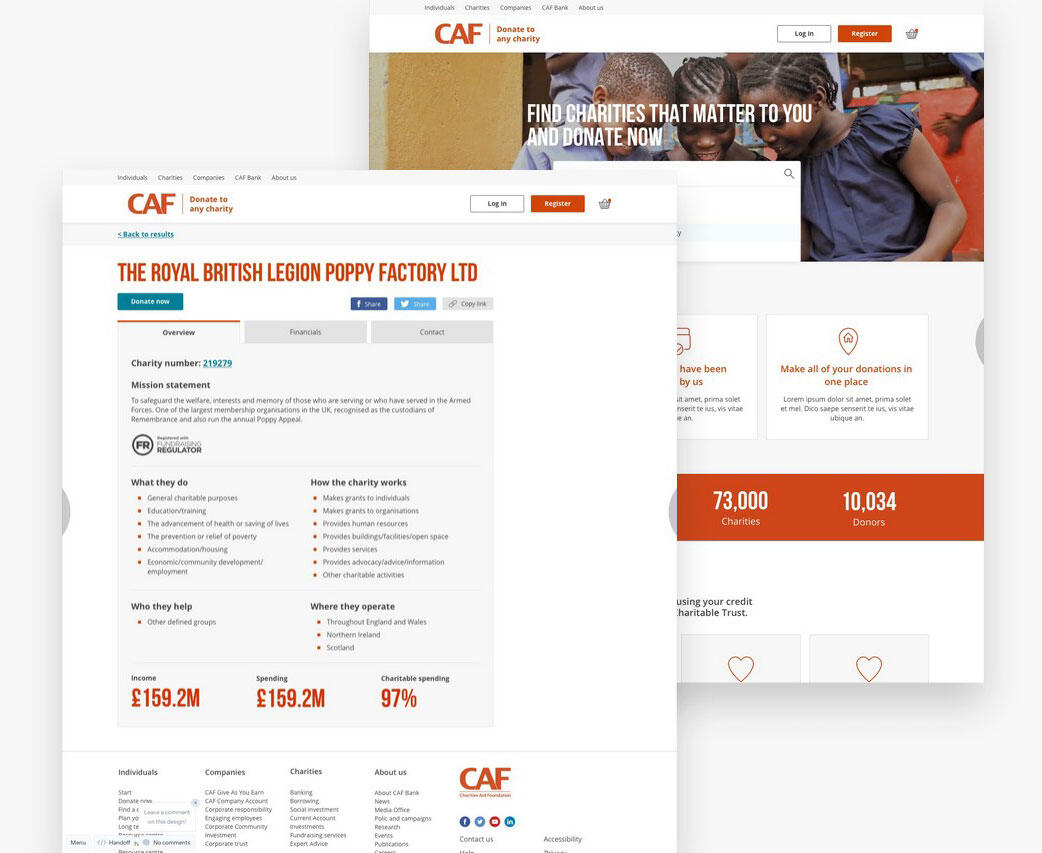 CAF's Charity Search